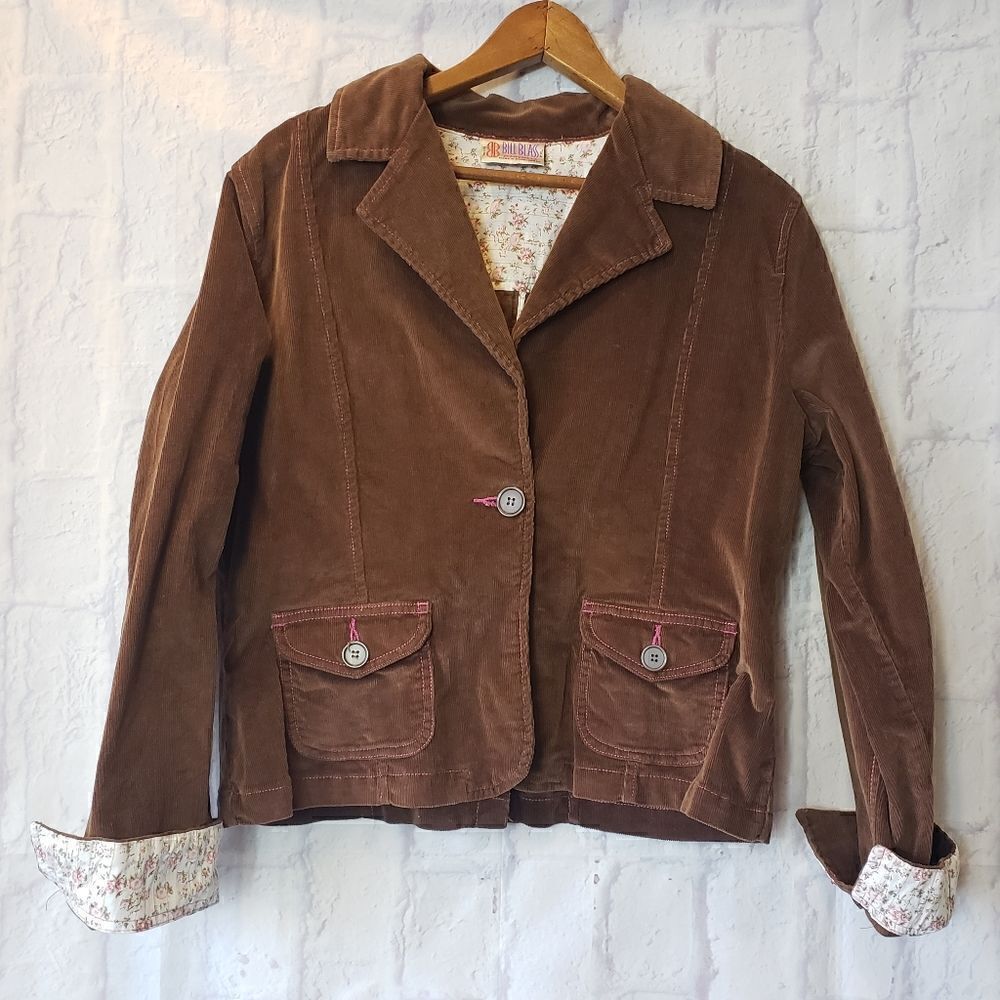 BILL BLASS Single Button Corduroy Blazer